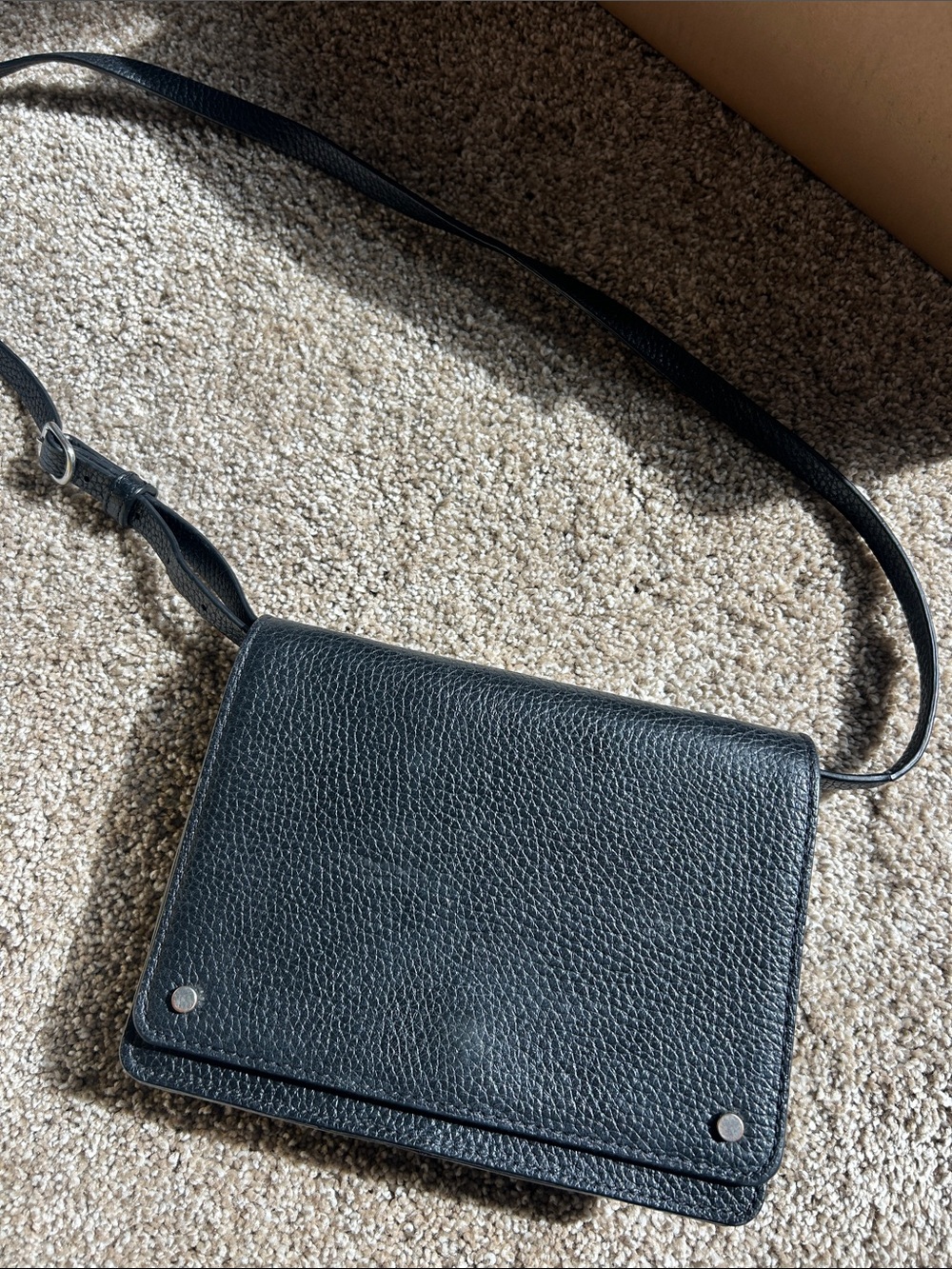 Treasure & Bond Black Pebbled Leather Crossbody Bag